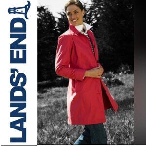 Lands End Jacket Orange Button Up Trench Coat Size 2-4